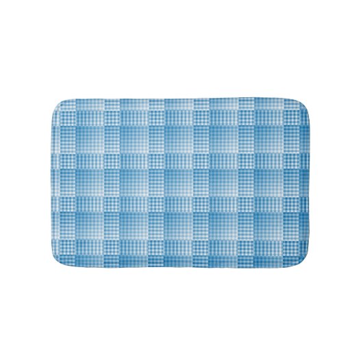 Blau Weiß Karo abstraktes Muster Badematte (Vorderseite)