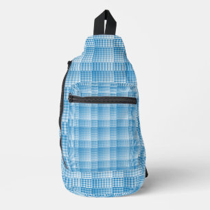 Blau Weiß Karo abstraktes Muster Crossbody Bag