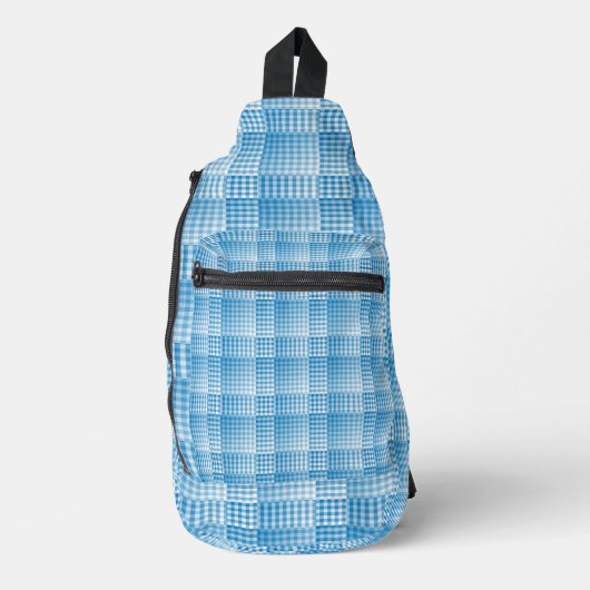 Blau Weiß Karo abstraktes Muster Crossbody Bag (Vorderseite)