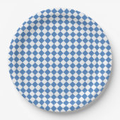 Blau Weiß Karo Diamantmuster Pappteller (Vorderseite)