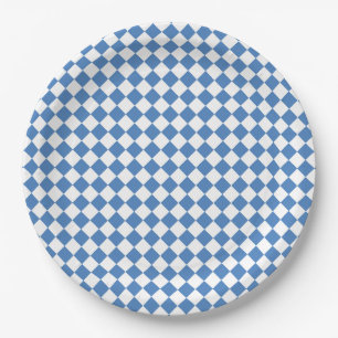 Blau Weiß Karo Diamantmuster Pappteller