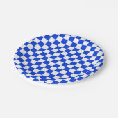 Blau-Weiß-Karo-Muster für das Prüfbrett Pappteller (Schrägansicht)