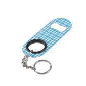 Blau-Weiß-Karomuster Mini Flaschenöffner (Rückseite Schrägansicht)