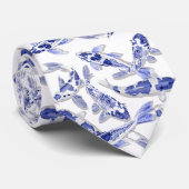 Blau-Weiß-Koi Krawatte (Gerollt)