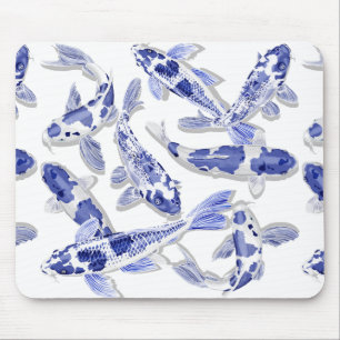 Blau-Weiß-Koi Mousepad