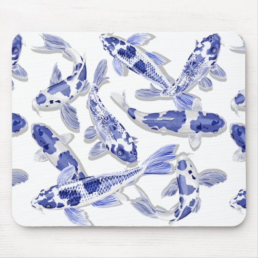 Blau-Weiß-Koi Mousepad (Vorne)
