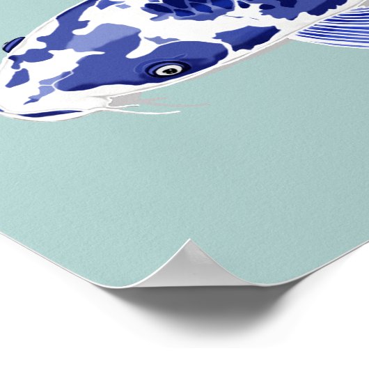 Blau-Weiß-Koi Poster (Ecke)