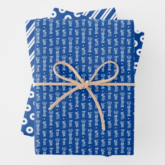 Blau-Weiß-Koordinierte Geometrie und "mit Liebe" Geschenkpapier Set (Beispiel)