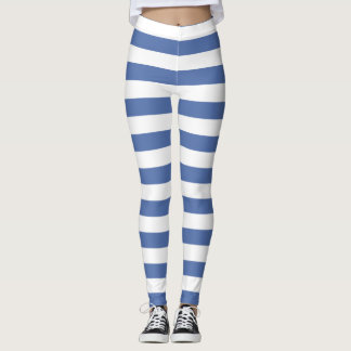 Blau-Weiß-Kornblume, horizontal gestreift Leggings