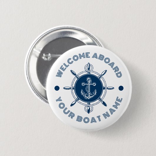 Blau-weiß-Lenkweiß und Schiffsanker Button (Vorne & Hinten)