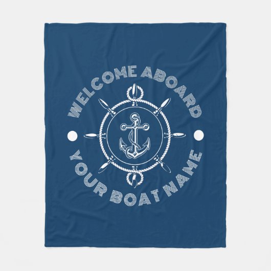 Blau-weiß-Lenkweiß und Schiffsanker Fleecedecke (Vorderseite)