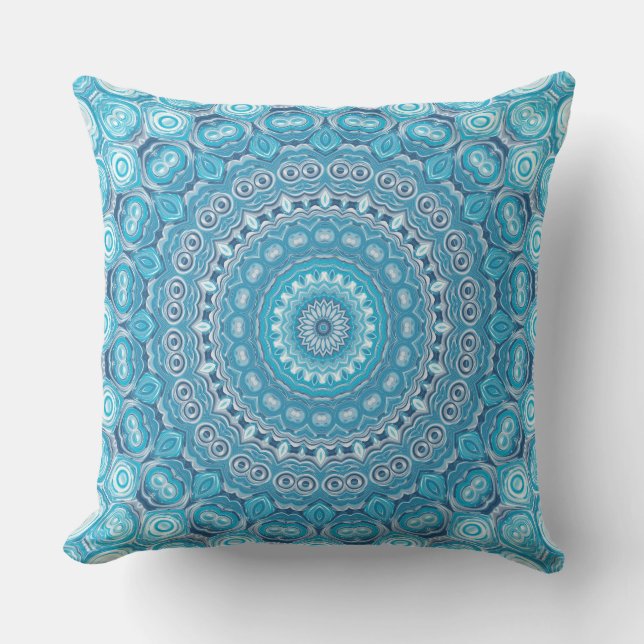 Blau-Weiß-Mandala-Muster Kissen (Vorderseite)