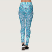 Blau-Weiß-Mandala-Muster Leggings (Rückseite)
