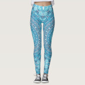 Blau-Weiß-Mandala-Muster Leggings (Vorderseite)