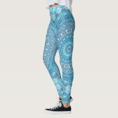 Blau-Weiß-Mandala-Muster Leggings (Links)