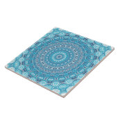 Blau-Weiß-Mandala-Musterdesign Fliese (Seite)