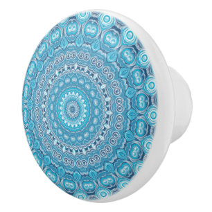 Blau-Weiß-Mandala-Musterdesign Keramikknauf