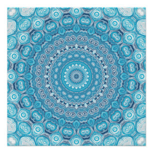 Blau-Weiß-Mandala-Musterdesign Poster