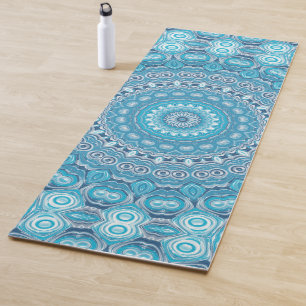 Blau-Weiß-Mandala-Musterdesign Yogamatte
