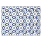 Blau-Weiß-marokkanisches Fliesenmuster Tischdecke (Vorderseite (Horizontal))