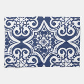 Blau-Weiß-marokkanisches Muster Geschirrtuch (Horizontal)