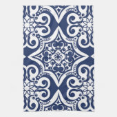 Blau-Weiß-marokkanisches Muster Geschirrtuch (Vertikal)