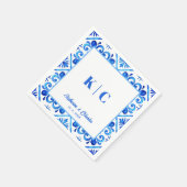 Blau-Weiß-marokkanisches Muster Hochzeit von Napki Serviette (Ecke)