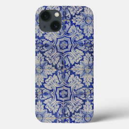 Blau-Weiß-mediterranes Vintages Blumenmuster Case-Mate iPhone Hülle