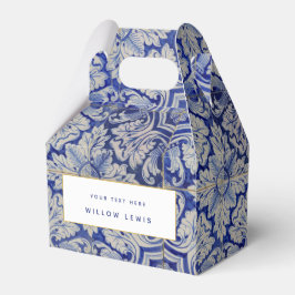 Blau-Weiß-mediterranes Vintages Blumenmuster Geschenkschachtel