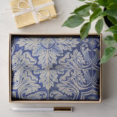 Blau-Weiß-mediterranes Vintages Blumenmuster Seidenpapier (Geschenk)