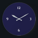 Blau-Weiß-Minimalistische Großuhr Große Wanduhr<br><div class="desc">Die moderne künstlerische Uhr besticht durch ein minimalistisches Design in einer blau-weißen Farbpalette. Ein schlichtes Design mit weißen Zahlen auf marineblarem Hintergrund. Eine trendige Ergänzung Ihrer Küche, des Wohnzimmers oder der Bürowand, ein durchdachtes, modernes Bürogeschenk oder ein modernes Zuhause-Geschenk für jeden Anlass. Sie können Ihre Einstellungen anpassen, indem Sie die...</div>