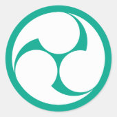 Blau-Weiß-Mitsudomoe-Wappen Runder Aufkleber (Vorderseite)