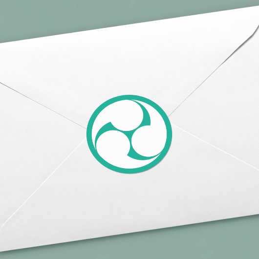 Blau-Weiß-Mitsudomoe-Wappen Runder Aufkleber