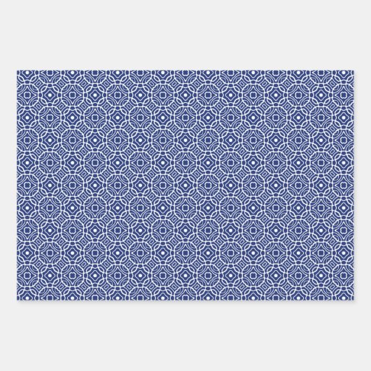 Blau-Weiß-Mittelmeer-Fliesenmuster Geschenkpapier Set (Vorderseite 3)