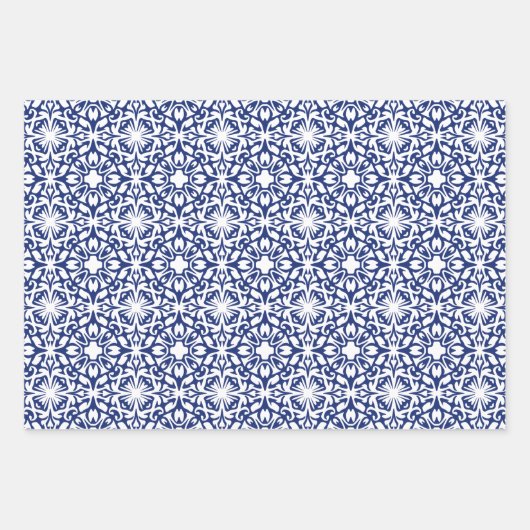 Blau-Weiß-Mittelmeer-Fliesenmuster Geschenkpapier Set (Vorderseite)
