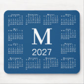 Blau-Weiß-Monogramm 2027 Kalender Mousepad (Vorne)