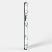 Blau-Weiß-Monogramm Einfaches Vogel-Muster iPhone Hülle (Rechte Seite)