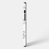 Blau-Weiß-Monogramm Einfaches Vogel-Muster iPhone Hülle (Linke Seite)