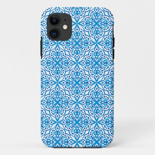 Blau-Weiß-Muster Case-Mate iPhone Hülle (Rückseite)