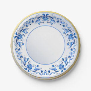 Blau-Weiß-Muster Keramik Vintag aussehen  Pappteller