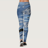 Blau-Weiß-Muster Leggings (Rückseite)