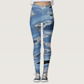 Blau-Weiß-Muster Leggings (Vorderseite)