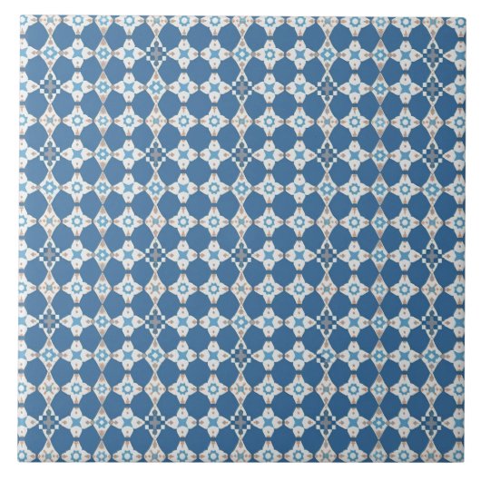 Blau-Weiß-Muster Mittelmeer Azulejo Fliese (Vorderseite)