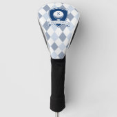 Blau-Weiß-Muster Modernes Initial-Monogramm Golf Headcover (Vorderseite)