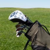 Blau-Weiß-Muster Modernes Initial-Monogramm Golf Headcover (In SItu)