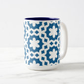 Blau-Weiß-Muster Zweifarbige Tasse (VorderseiteRechts)