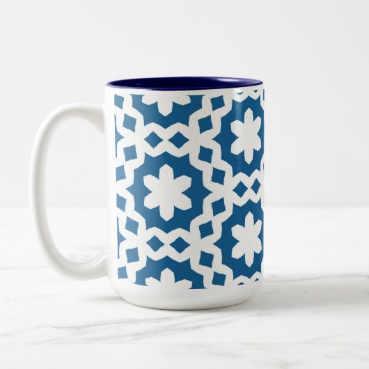Blau-Weiß-Muster Zweifarbige Tasse (Links)