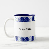 Blau-Weiß-Olympian Geometric Muster Zweifarbige Tasse (Links)