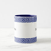 Blau-Weiß-Olympian Geometric Muster Zweifarbige Tasse (Mittel)