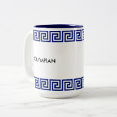 Blau-Weiß-Olympian Geometric Muster Zweifarbige Tasse (Vorderseite Links)